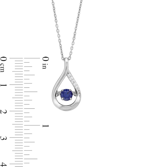 Unstoppable Love™ 4.5mm Blue and White Lab-Created Sapphire Teardrop Pendant in Sterling Silver