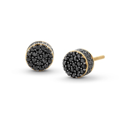 0.70 CT. T.W. Black Multi-Diamond Stud Earrings in 10K Gold