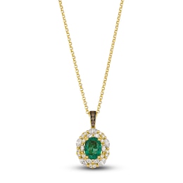 Le Vian® Oval Costa Smeralda Emerald™ and 0.70 CT. T.W. Diamond Double Frame Pendant in 18K Honey Gold™