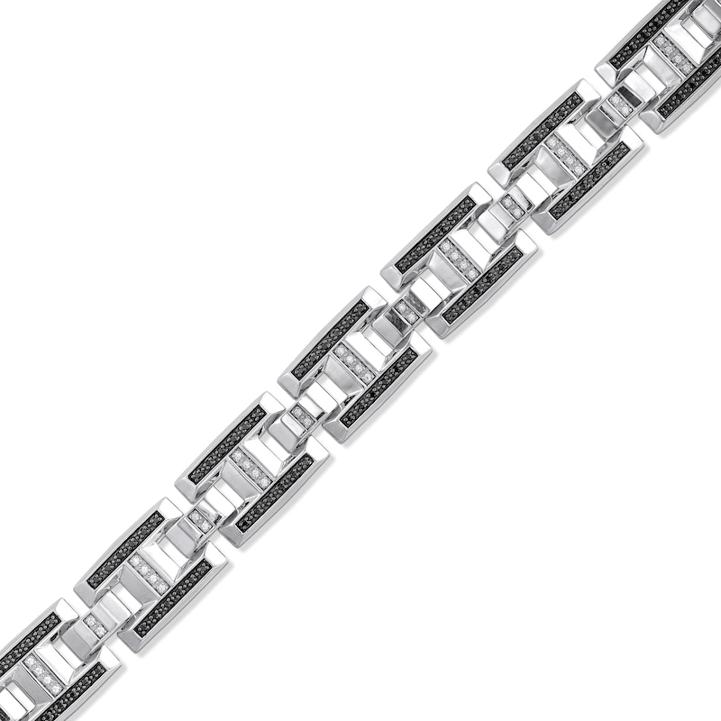 1.00 CT. T.W. Black and White Diamond H-Link Bracelet in Sterling Silver - 8.5”|Peoples Jewellers