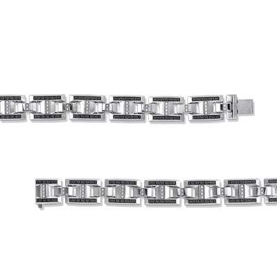 1.00 CT. T.W. Black and White Diamond H-Link Bracelet in Sterling Silver - 8.5”