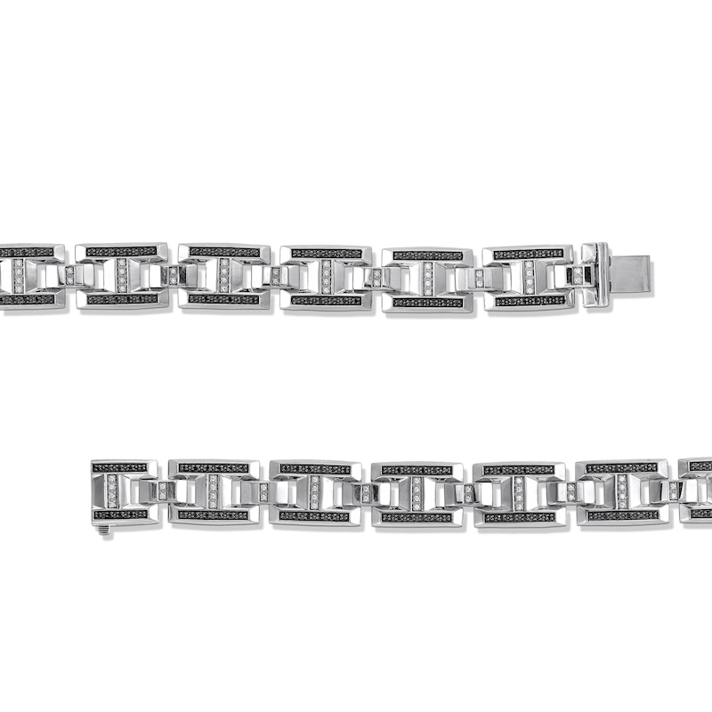1.00 CT. T.W. Black and White Diamond H-Link Bracelet in Sterling Silver - 8.5”|Peoples Jewellers