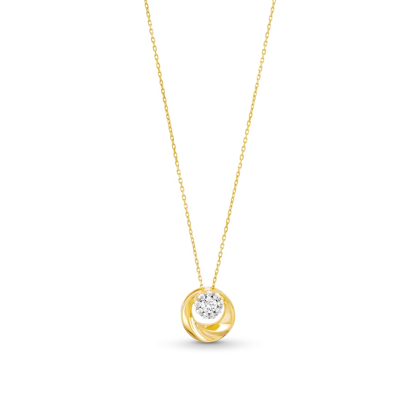 0.30 CT. T.W. Multi-Diamond Swirl Circle Pendant in 10K Gold|Peoples Jewellers