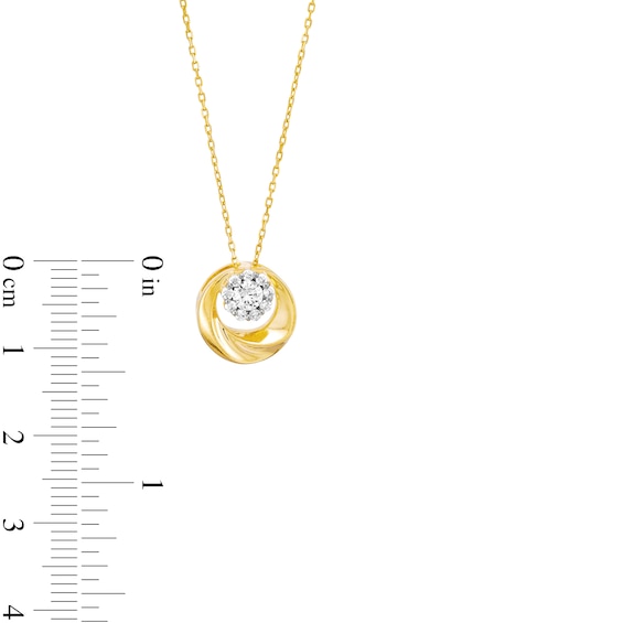 0.30 CT. T.W. Multi-Diamond Swirl Circle Pendant in 10K Gold