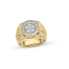 1.00 CT. T.W. Multi-Diamond Frame Ribbed Shank Ring in 10K Gold