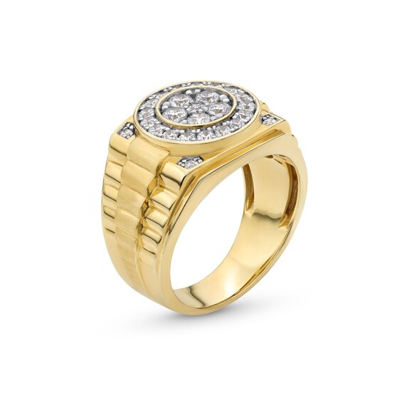 1.00 CT. T.W. Multi-Diamond Frame Ribbed Shank Ring in 10K Gold