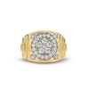 1.00 CT. T.W. Multi-Diamond Frame Ribbed Shank Ring in 10K Gold