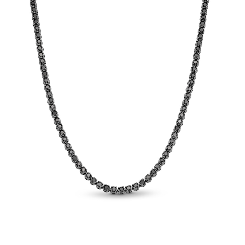 10.00 CT. T.W. Black Diamond Tennis Necklace in 10K White Gold with Black Rhodium - 20”|Peoples Jewellers