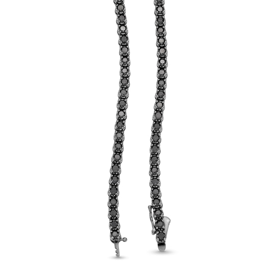 10.00 CT. T.W. Black Diamond Tennis Necklace in 10K White Gold with Black Rhodium - 20”