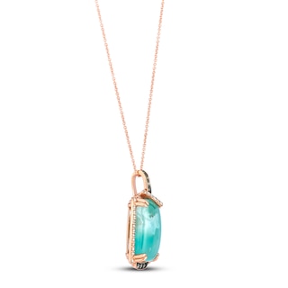 Le Vian® Cushion-Shaped Peacock Aquaprase™ and 0.30 CT. T.W. Diamond Frame Pendant in 14K Strawberry Gold®