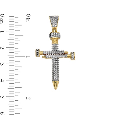 0.20 CT. T.W. Diamond Nail Cross Necklace Charm in 10K Gold