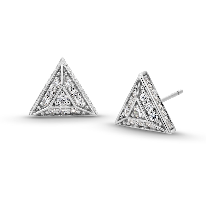 0.70 CT. T.W. Diamond Triangle Stud Earrings in 10K White Gold|Peoples Jewellers