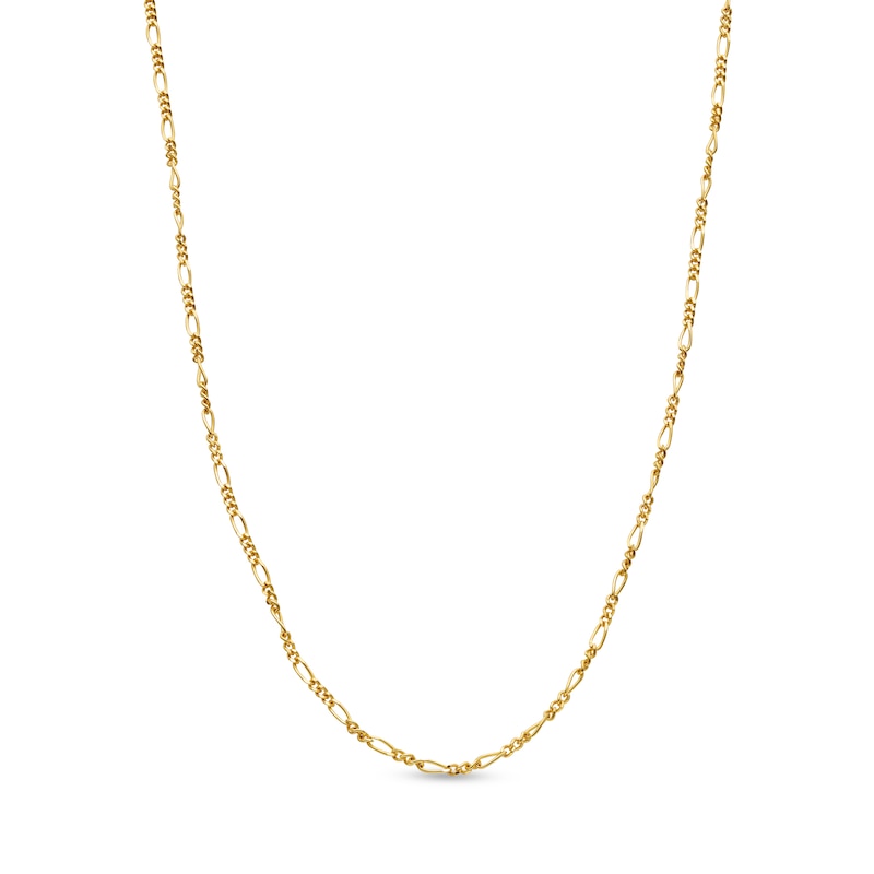 1.4mm Figaro Chain Necklace in Solid 14K Gold - 18"