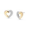 0.23 CT. T.W. Diamond Half-and-Half Heart Outline Stud Earrings in Sterling Silver and 10K Gold