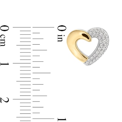 0.23 CT. T.W. Diamond Half-and-Half Heart Outline Stud Earrings in Sterling Silver and 10K Gold