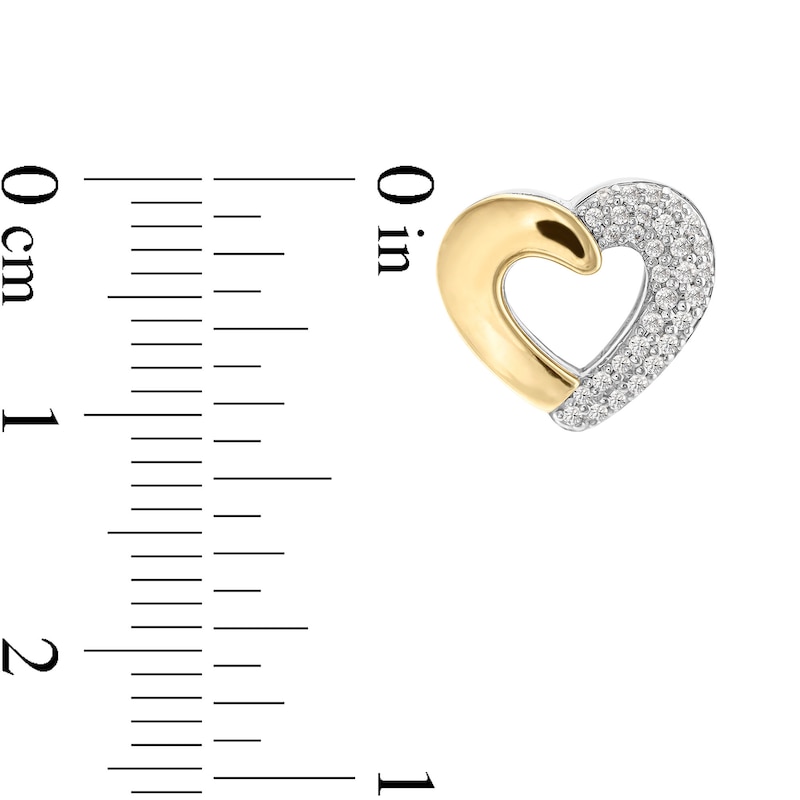 0.23 CT. T.W. Diamond Half-and-Half Heart Outline Stud Earrings in Sterling Silver and 10K Gold|Peoples Jewellers