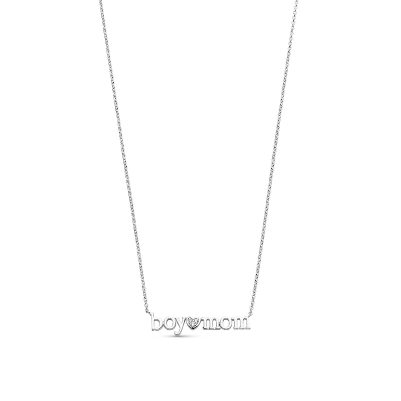Diamond Accent "boy mom" with Heart Necklace in Sterling Silver|Peoples Jewellers