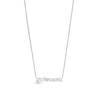 Diamond Accent "girl mom" with Heart Necklace in Sterling Silver