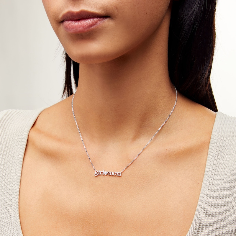Diamond Accent "girl mom" with Heart Necklace in Sterling Silver|Peoples Jewellers