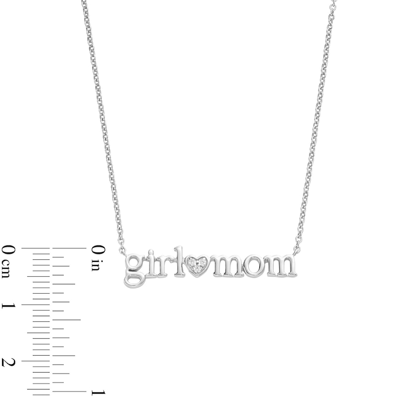 Diamond Accent "girl mom" with Heart Necklace in Sterling Silver|Peoples Jewellers