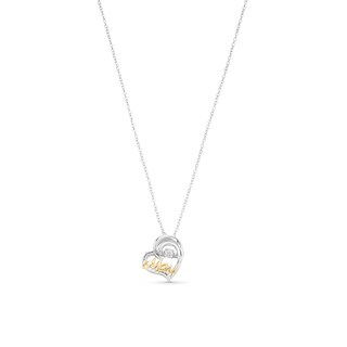 Unstoppable Love™ Diamond Accent Tilted Heart with "MOM" Pendant in Sterling Silver and 14K Gold Plate