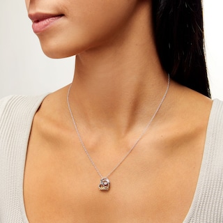 Unstoppable Love™ Diamond Accent Tilted Heart with "MOM" Pendant in Sterling Silver and 14K Gold Plate