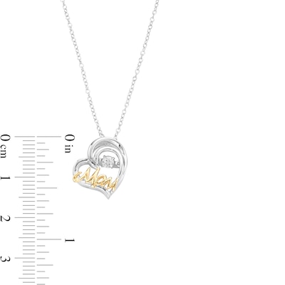 Unstoppable Love™ Diamond Accent Tilted Heart with "MOM" Pendant in Sterling Silver and 14K Gold Plate