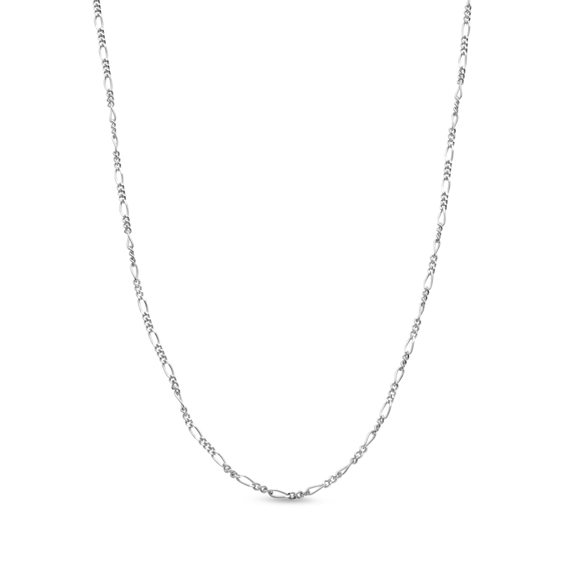 1.4mm Figaro Chain Necklace in Solid 14K White Gold - 18”|Peoples Jewellers
