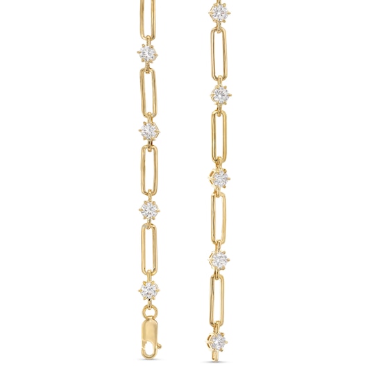 7.00 CT. T.W. Certified Lab-Created Diamond Station Alternating Link Necklace in 14K Gold (F/SI2)