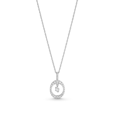 Unstoppable Love™ 0.33 CT. T.W. Diamond Dangle Open Oval Frame Pendant in 10K White Gold