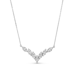 0.70 CT. T.W. Marquise Multi-Diamond Chevron Necklace in 10K White Gold