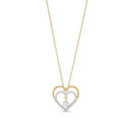 Unstoppable Love™ 0.25 CT. T.W. Diamond Dangle Double Heart Pendant in 10K Gold