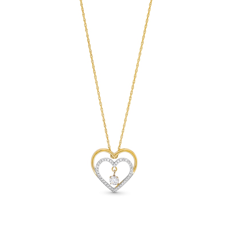 Unstoppable Love™ 0.25 CT. T.W. Diamond Dangle Double Heart Pendant in 10K Gold|Peoples Jewellers