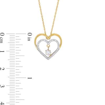 Unstoppable Love™ 0.25 CT. T.W. Diamond Dangle Double Heart Pendant in 10K Gold