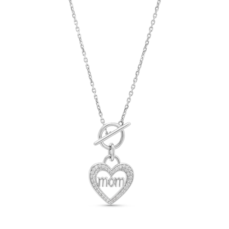 0.115 CT. T.W. Diamond "mom" Heart Necklace in Sterling Silver - 20"|Peoples Jewellers