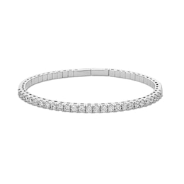3.00 CT. T.W. Certified Lab-Created Diamond Bangle in 14K White Gold (F/SI2) - 7.1&quot;
