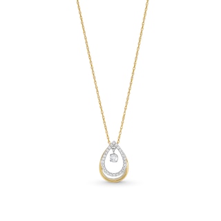 Unstoppable Love™ 0.25 CT. T.W. Diamond Dangle Double Teardrop Pendant in 10K Gold