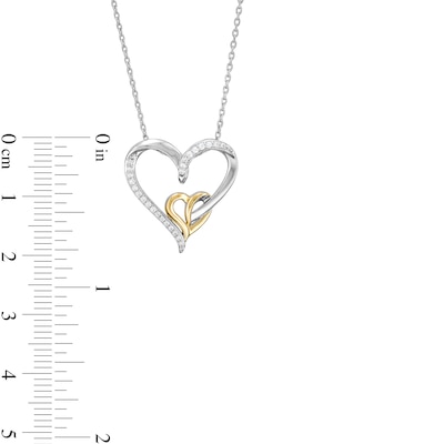 0.085 CT. T.W. Diamond Intertwined Double Heart Pendant in Sterling Silver and 10K Gold