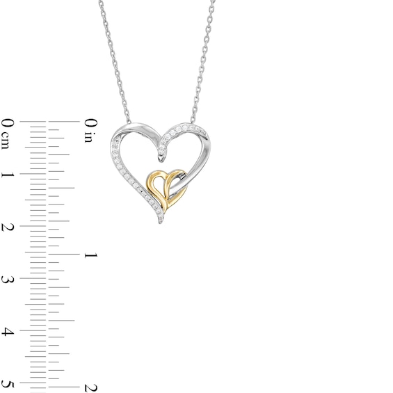 0.085 CT. T.W. Diamond Intertwined Double Heart Pendant in Sterling Silver and 10K Gold