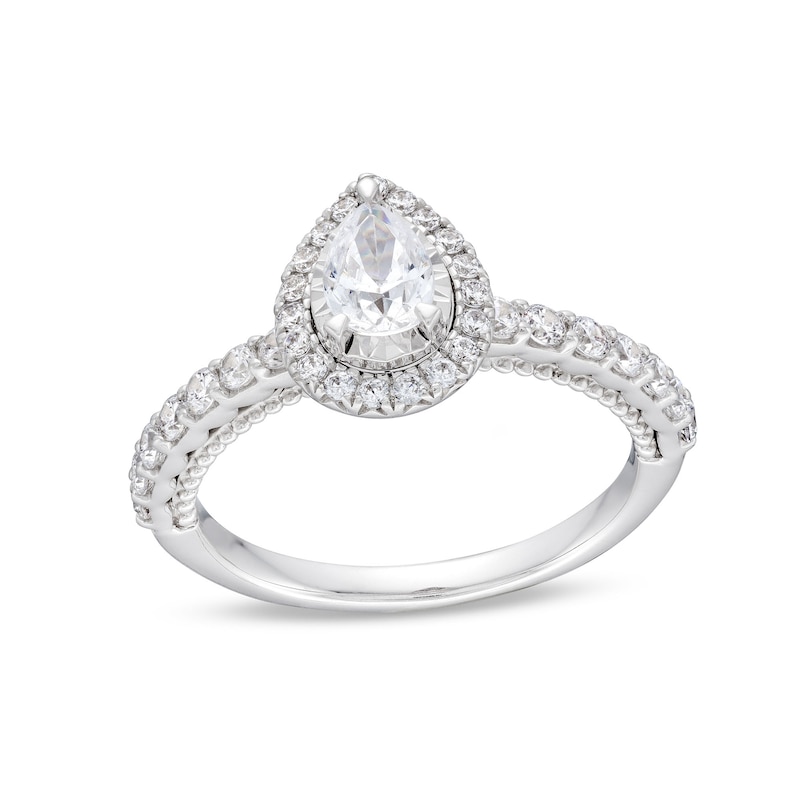 1.00 CT. T.W. Pear-Shaped Diamond Frame Engagement Ring in 10K White Gold