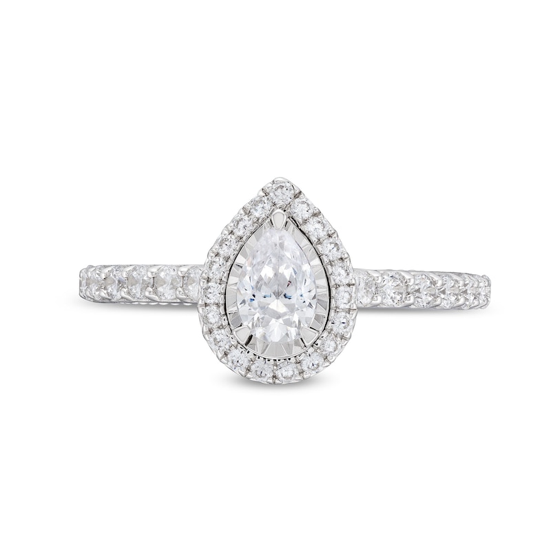 1.00 CT. T.W. Pear-Shaped Diamond Frame Engagement Ring in 10K White Gold|Peoples Jewellers