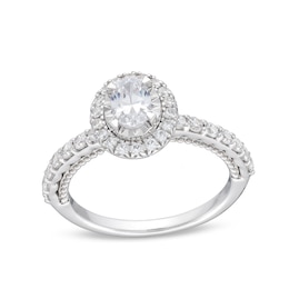 1.00 CT. T.W. Oval Diamond Frame Engagement Ring in 10K White Gold