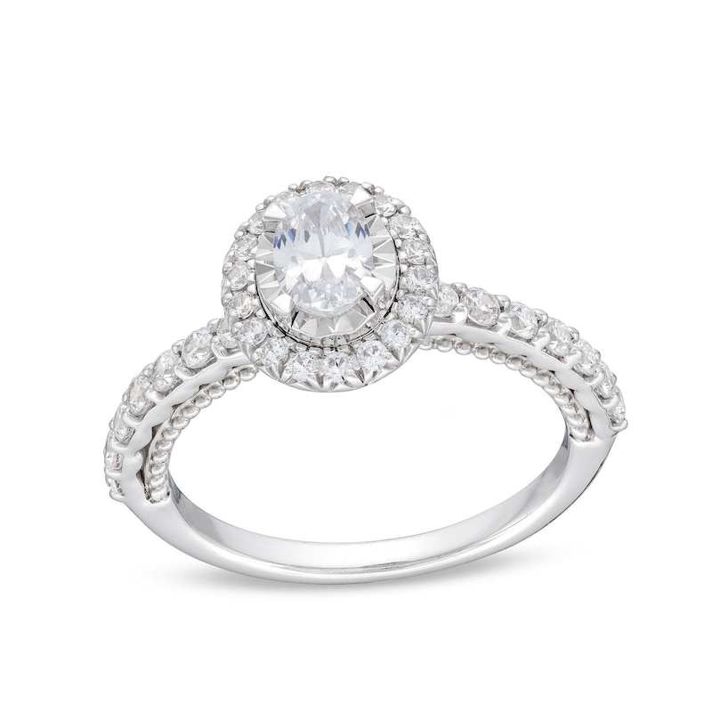 1.00 CT. T.W. Oval Diamond Frame Engagement Ring in 10K White Gold|Peoples Jewellers
