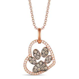 Le Vian® 0.30 CT. T.W. Chocolate Diamond® and Vanilla Diamond® Paw in Heart Pendant in 14K Strawberry Gold®