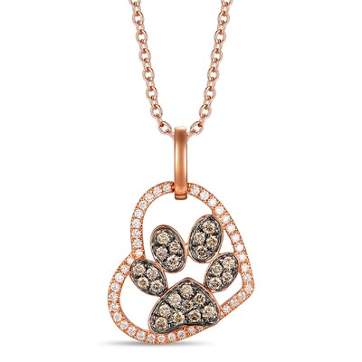 Le Vian® 0.30 CT. T.W. Chocolate Diamond® and Vanilla Diamond® Paw in Heart Pendant in 14K Strawberry Gold®