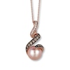 Thumbnail Image 0 of Le Vian® Strawberry Pearls™ and 0.25 CT. T.W. Diamond Swirl Drop Pendant in 14K Strawberry Gold®