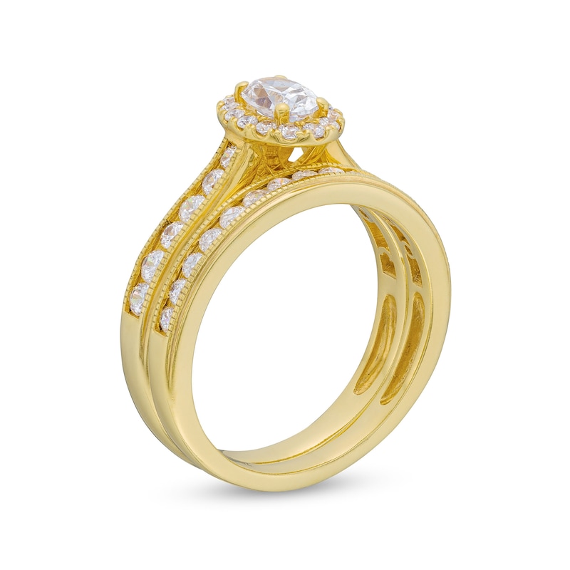 GIA-Graded Oval Centre Diamond 1.10 CT. T.W. Frame Vintage-Style Bridal Set in 14K Gold (F/SI2)|Peoples Jewellers