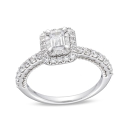 1.00 CT. T.W. Emerald-Cut Diamond Frame Engagement Ring in 10K White Gold