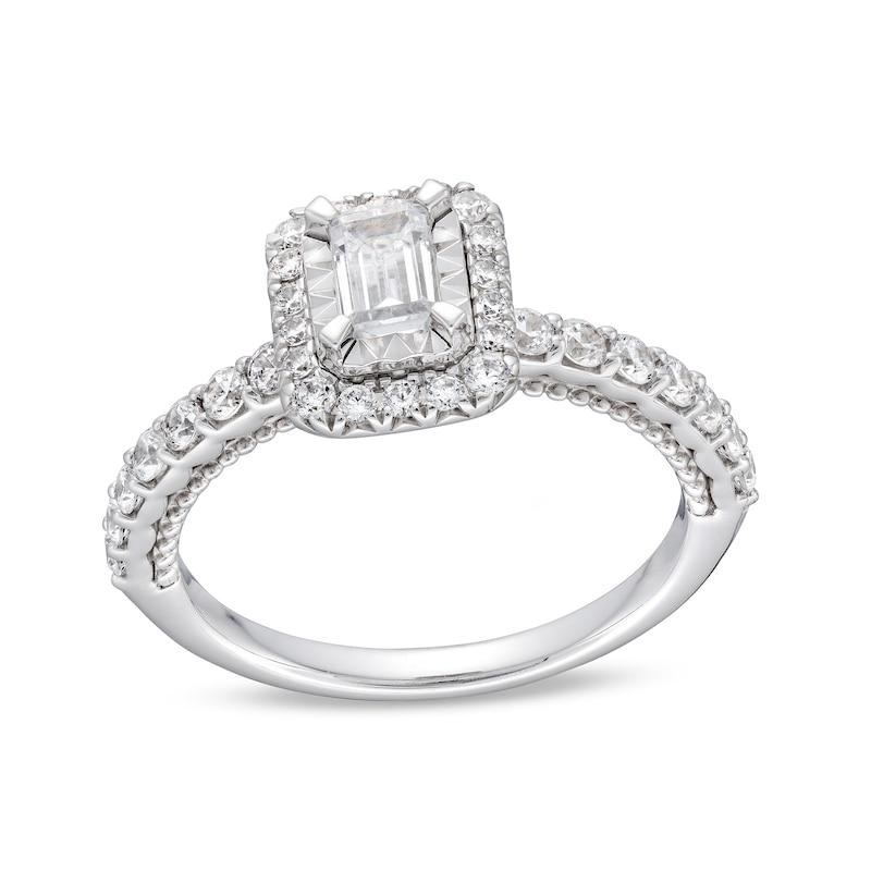 1.00 CT. T.W. Emerald-Cut Diamond Frame Engagement Ring in 10K White Gold|Peoples Jewellers