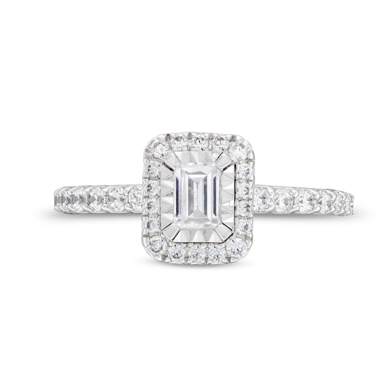 1.00 CT. T.W. Emerald-Cut Diamond Frame Engagement Ring in 10K White Gold